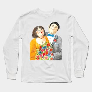 Happy Love Couple Together with Flowers painting Long Sleeve T-Shirt